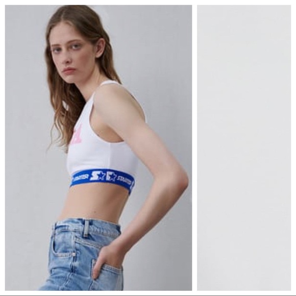 NWT. Zara x Starter Capsule Collection USA Logo Sporty Cropped Top. Size M. - Picture 3 of 10